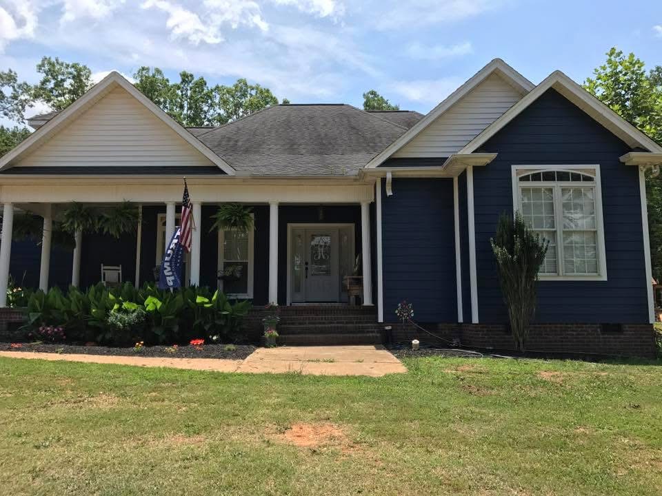 Blue exterior house after painting
