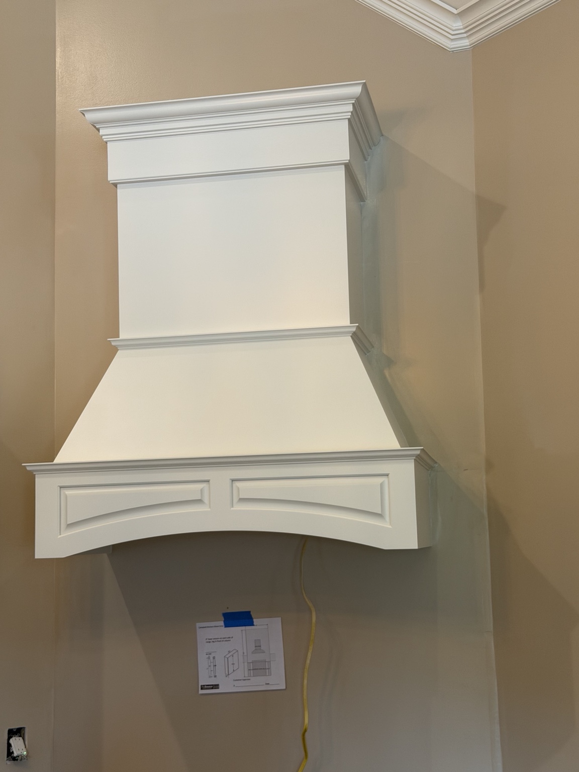 Custom range hood after professional spray finishing
